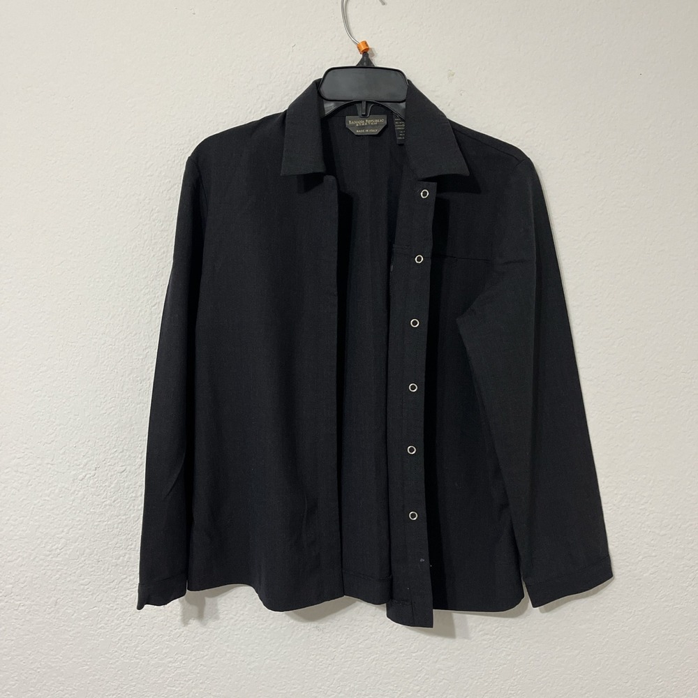 Banana Republic Black Snap Button Stretch Made in Italy Size S Chic Shirt Jacket